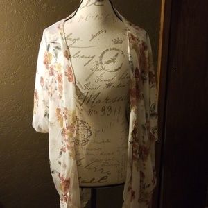 Sheer floral cardigan